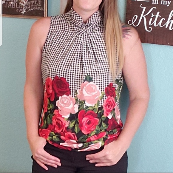New York & Company Tops - 3 for $30 NY & Co Houndstooth Rose blouse NWT